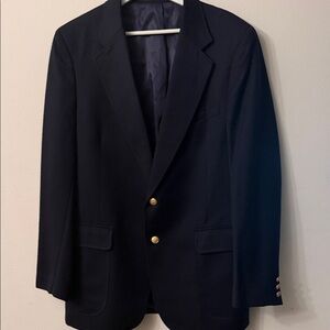 Savile row Elegant Navy Blazer with Gold Accents 💯wool Made in Poland